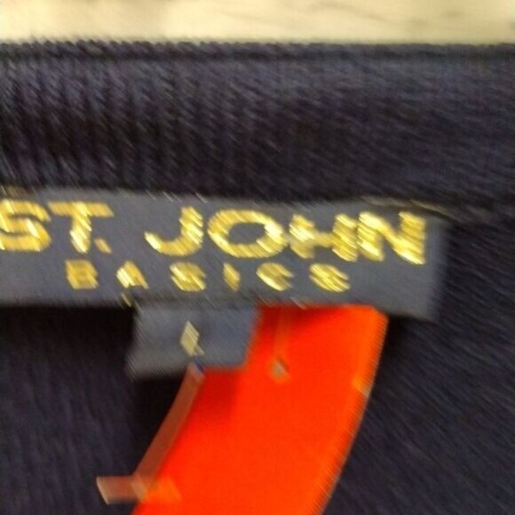 St John knit Blue V-Neck Crop Top - Picture 2 of 3